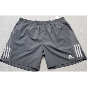 adidas Running Shorts Mens 2XL Gray Polyester Pockets Elastic Waist Logo Pull On